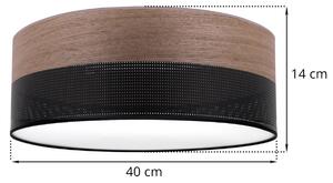Stropní svítidlo Wood, 1x hnědá ořechová dýha/černé plastové stínítko, (bílé plexisklo), (fi 40cm)