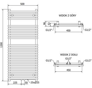 Mexen Sol koupelnový radiátor 1200 x 500 mm, 569 W, Černá