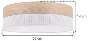 Stropní svítidlo Wood, 1x béžová dubová dýha/bílé plastové stínítko, (bílé plexisklo), (fi 50cm)