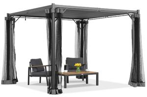 Antracitová pergola Malaga 3x3 m s moskytiérou Garden Point