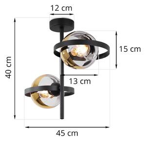 Stropní svítidlo Asturia Ring, 2x zlaté/transparentní skleněné stínítko, B