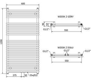 Mexen Sol koupelnový radiátor 1200 x 600 mm, 658 W, Bílá