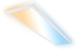 Briloner LED stropní svítidlo Tava A, 98 × 20 cm, bílé, s dálkovým ovládáním, stmívatelný, Bílá / opál, Pracovna / kancelář, Plast, Moderní