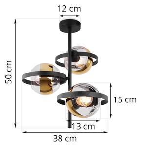 Stropní svítidlo Asturia Ring, 3x zlaté/transparentní skleněné stínítko, B