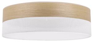 Light Home Stropní svítidlo Wood, 1x dýha zlatý dub/bílé plastové stínítko, (bílé plexisklo), (fi 50cm)