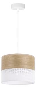 Závěsné svítidlo Wood, 1x dýha zlatý dub/bílé plastové stínítko, (fi 20cm)