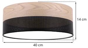 Stropní svítidlo Wood, 1x béžová dubová dýha/černé plastové stínítko, (bílé plexisklo), (fi 40cm)