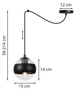 Light Home Závěsné svítidlo Toledo Spider, 1x černé/transparentní skleněné stínítko, B