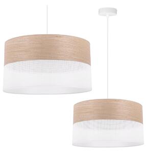 Light Home Závěsné svítidlo Wood, 1x béžová dubová dýha/bílé plastové stínítko, (fi 40cm)