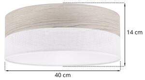 Stropní svítidlo Wood, 1x světle béžová dubová dýha/bílé plastové stínítko, (bílé plexisklo), (fi 40cm)