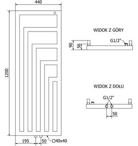 Mexen Alaska designový radiátor 1216 x 440 mm, 549 W, Černá