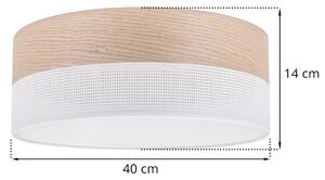 Stropní svítidlo Wood, 1x béžová dubová dýha/bílé plastové stínítko, (bílé plexisklo), (fi 40cm)