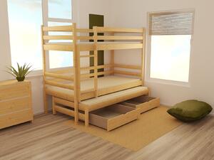 Dětská patrová postel s přistýlkou z MASIVU 180x80cm bez šuplíku - PPV015