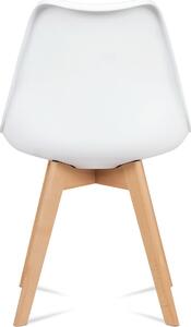 Autronic Plastová jídelní židle CT-752 WT, bílá/masiv buk