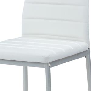 Autronic Jídelní židle DCL-117 WT, ekokůže bílá/šedý lak