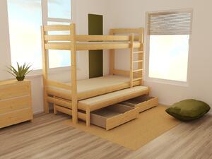 Dětská patrová postel s přistýlkou z MASIVU 180x80cm bez šuplíku - PPV017