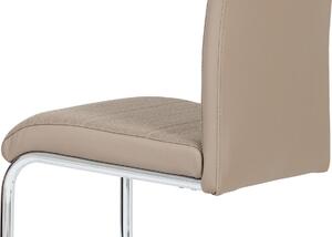 Autronic Jídelní židle HC-582 CAP2, látka cappuccino / boky koženka lanýž / chrom