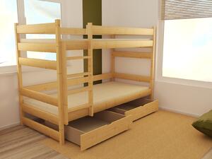 Dětská patrová postel z MASIVU 200x90cm se šuplíky - PP014