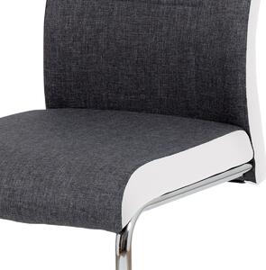 Autronic Pohupovací jídelní židle DCL-428 GRWT2, šedá látka, bílá ekokůže/chrom
