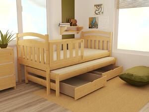 Dětská postel s výsuvnou přistýlkou z MASIVU 180x80cm bez šuplíku - DPV020