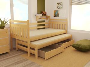 Dětská postel s výsuvnou přistýlkou z MASIVU 180x80cm bez šuplíku - DPV029