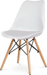 Autronic Plastová jídelní židle CT-741 WT, bílá ekokůže/natural