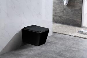 Závěsné WC RIMLESS TEO SLIM - černé lesklé + Duroplast sedátko