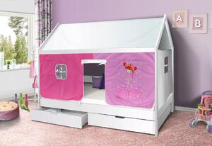 Dětská domečková postel KIDS růžová víla - BÍLÁ 200x90 cm