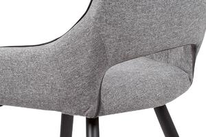 Autronic Designová jídelní židle HC-021 GREY2, látka šedá/černý kov