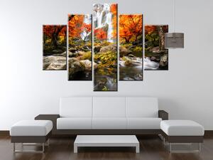 Obraz na plátně Podzimní vodopád - 5 dílný Rozměry: 150 x 105 cm