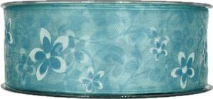 POSLEDNÍ KUS! Stuha taftová FLOWER SEA transparentní modrá 40mm x 20m (4,-Kč/m)