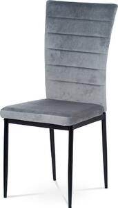 Autronic Designová jídelní židle AC-9910 GREY4, šedá látka samet/černý kov