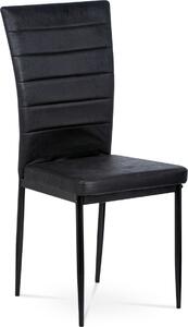 Autronic Designová jídelní židle AC-9910 BK3, černá látka imitace broušené kůže/černý kov
