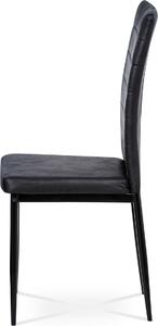 Autronic Designová jídelní židle AC-9910 BK3, černá látka imitace broušené kůže/černý kov