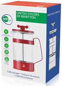 Kávovar French Press United Colors of Benetton Rainbow BE-0682-RD / 0,6 l / borosilikátové sklo / nerez / červená