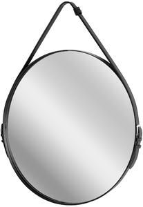 Kulaté zrcadlo na pásku se sponou LOFT 60 cm - černé