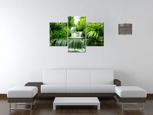 Obraz na plátně Vodopád v deštném pralese - 3 dílný Velikost: 90 x 60 cm