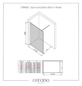Cerano Moreli, sprchová zástěna 70x200 cm, 8mm čiré sklo, černý profil, CER-CER-417602