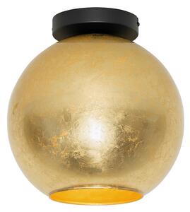 Designové stropní svítidlo černé se zlatým sklem - Bert