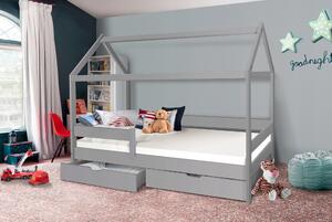 Dětská domečková postel KIDS - šedá 200x90 cm