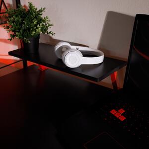 PC herní stůl LATIF MDF laminované černé a kov červený lak