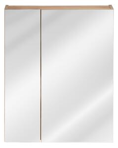Koupelnová závěsná skříňka KAPA 60 cm dub zlatý - se zrcadlem