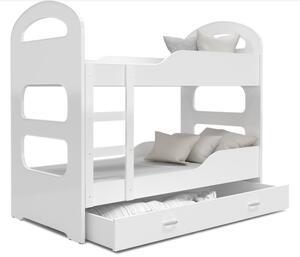 Dětská patrová postel Dominik se šuplíkem BÍLÁ - 160x80 cm