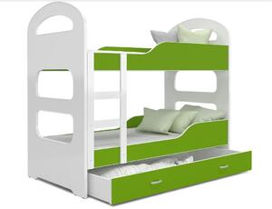 Dětská patrová postel Dominik se šuplíkem ZELENÁ - 160x80 cm