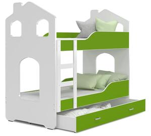 Dětská domečková postel se šuplíkem Dominik ZELENÁ - 160x80 cm