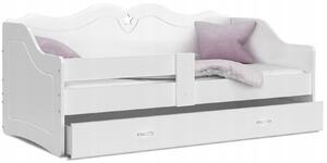 Dětská jednolůžková postel LILI se šuplíkem 180x80 cm - bílá