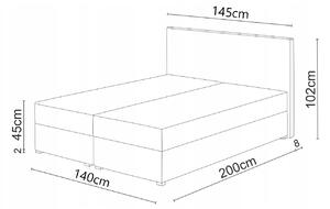 Kontinentální postel 140x200 cm Waller (bordó) (s roštem a matrací). 1007719