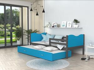 Dětská postel s přistýlkou MAX W - 190x80 cm - modro-šedá - vláček