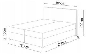Kontinentální postel 180x200 cm Waller (bordó) (s roštem a matrací). 1007739