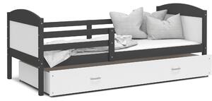 Dětská postel se šuplíkem MATTEO - 160x80 cm - bílo-šedá